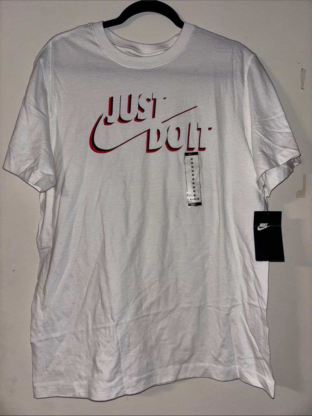 Nike White Short-Sleeve 'Just Do It' Graphic Tee with Red Accent
